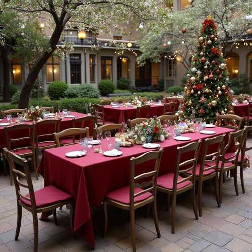 Image of sancua Tablecloths for 8 Foot Rectangle Tables, 8 Pack - Washable Polyester Fabric Table Cloth for Chirstmas Party, Birthday, Banquet Reception, 60x120 Inch Burgundy