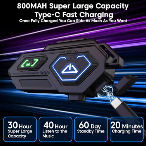 Image of Sounce Jarvis Sentinel Pro Motorcycle Bluetooth Intercom Headset - Wireless Helmet Earphones with 50MM HD Speakers, LED Emergency Lights, IPX6 Waterproof, Auto Call Answer, HiFi Stereo Sound