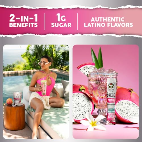 Image of Salud 2-in-1 Energy Drink Powder + Focus, Dragon Fruit, 15 Servings