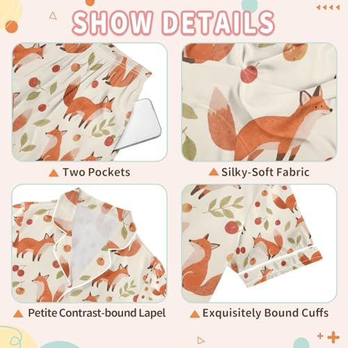 senya Fox Cherry A Satin Summer Pajama Sets Silk Short Sleeve Button Down Sleepwear3