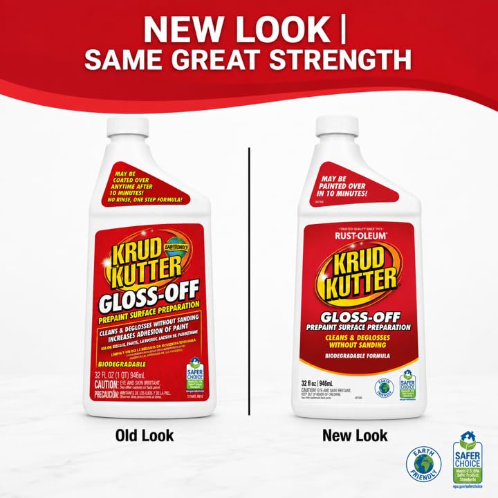 Krud Kutter Gloss-Off Prepaint Surface Preparation Cleaner, 32 oz, No Sanding Liquid Deglosser for Cabinets, Trim, Doors and Furniture, Removes Dirt Grease and Gloss for Paint Adhesion - image 3