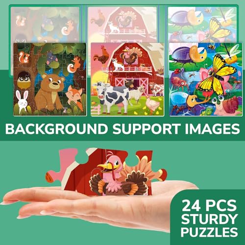 Image of QUOKKA Magnetic Puzzles for Kids Ages 4-6 - 36 Pieces Sudoku Toddler Puzzles Ages 2-4 - Travel Games for Kids 3-5 - Animal Farm Bugs Toddler Travel Toys - Car Airplane Road Trip Games for Boys & Girls