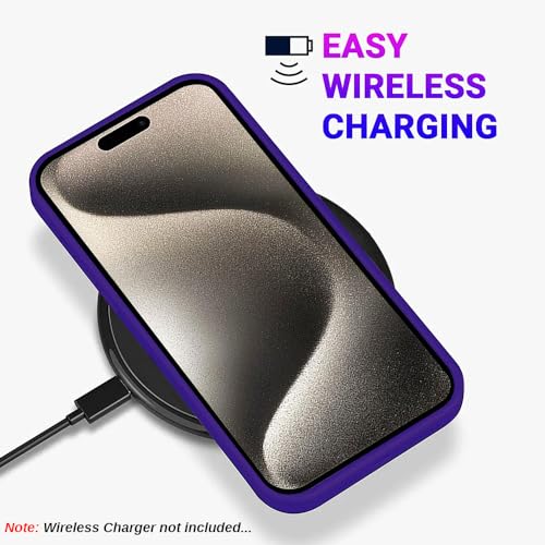 Image of amazon basics Mobile Cover for Apple iPhone 15 Pro Max | Full Camera Protection | Premium Liquid Silicon Case | Flexible Bumper Case for Apple iPhone 15 Pro Max (Dark Purple)