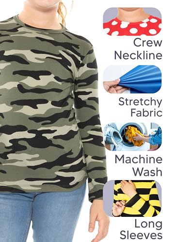 Image of Girls Long Sleeve Shirts | Soft Crew Neck Top | Short Sleeve | Long Sleeve Shirt Girls Size 2T - 16