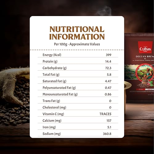 Image of Cothas Deccan Brew Strong Filter Coffee Powder | Roasted & Blended Signature Mix of 53% Coffee & 47% Chicory | Traditional South Indian | Rich Aroma & Strong Taste | 200g Pack