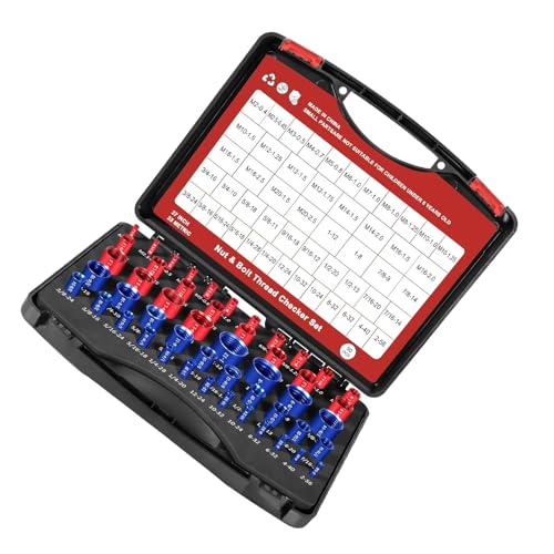 Lot de 55 jauges de filetage professionnelles avec code couleur - Construction en aluminium - Organisateurs portables - Ensemble de mesure professionnel pour boulons et écrous