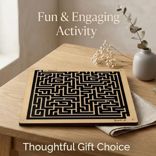 Image of SIGNAMIO Indoor Wooden Puzzle Game Square Maze Ball - Engaging Mind Games for Kids & Adults, Perfect Brain Teaser & Time Pass Activity, Ideal Wooden Board Game for All Ages