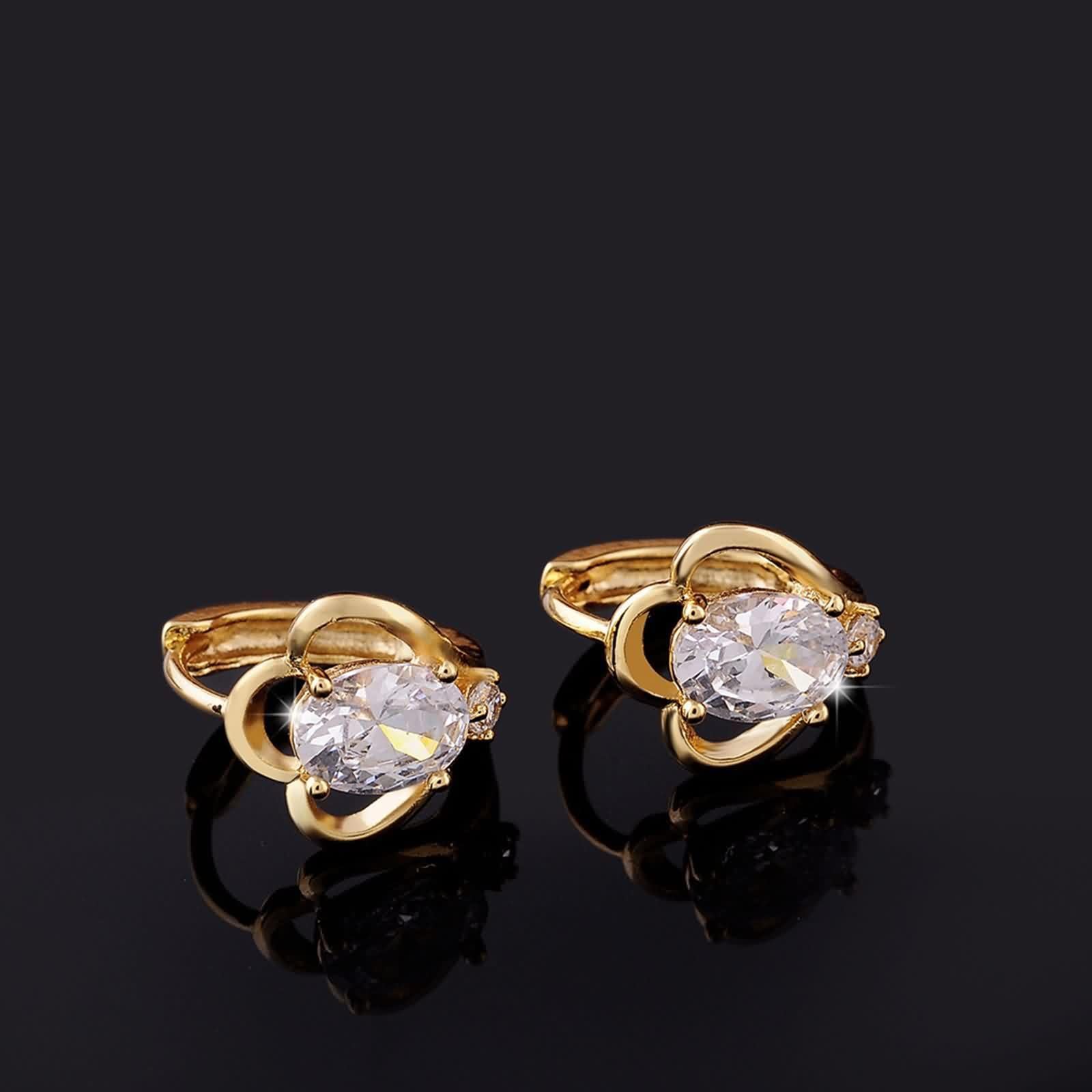 AMDXD Pendientes de aro de oro amarillo 375 de 9 quilates para mujer, joyas auténticas, pendientes de aro con moissanita, corte ovalado, oro de 9 quilates, pendientes de moissanita, pequeños