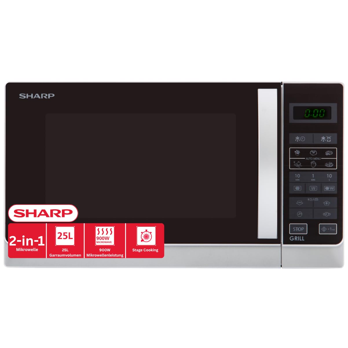 Micro-ondes pose libre 25L SHARP 900W 51.3cm, SHA4974019744469