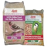 Lyric Sunflower Kernels No Waste Wild Bird Seed 25 lb and Lyric Peanut Pieces - Shelled Peanuts for Wild Birds 15 lb - Perfect for Your Backyard Feeders