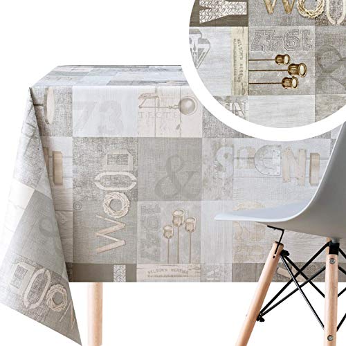 Moderne Nappe PVC Motif Industriel Gris Clair et Beige - Nappe Toile Cirée Rectangulaire 140x250 Facile à Nettoyer Imperméable Nappe Plastique Cuisine Jardin Vinyle Nappe Ciree Rectangulaire Lavable