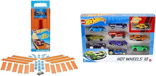Hot Wheels Track Builder pista recta con coche [los estilos pueden variar] y paquete de 10 (los estilos pueden variar) [Exclusivo de Amazon] disponible en Yaxa Costa Rica