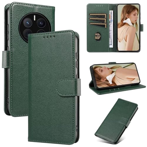 FMPCUON Handyhülle für Huawei Mate 60 Pro Plus Hülle PU Leder Handyhülle Lederhülle Klapphülle Magnet Kartenfach Flip Cover für Huawei Mate 60 Pro Plus Handy hülle Leather Wallet Phone Hülle - Grün