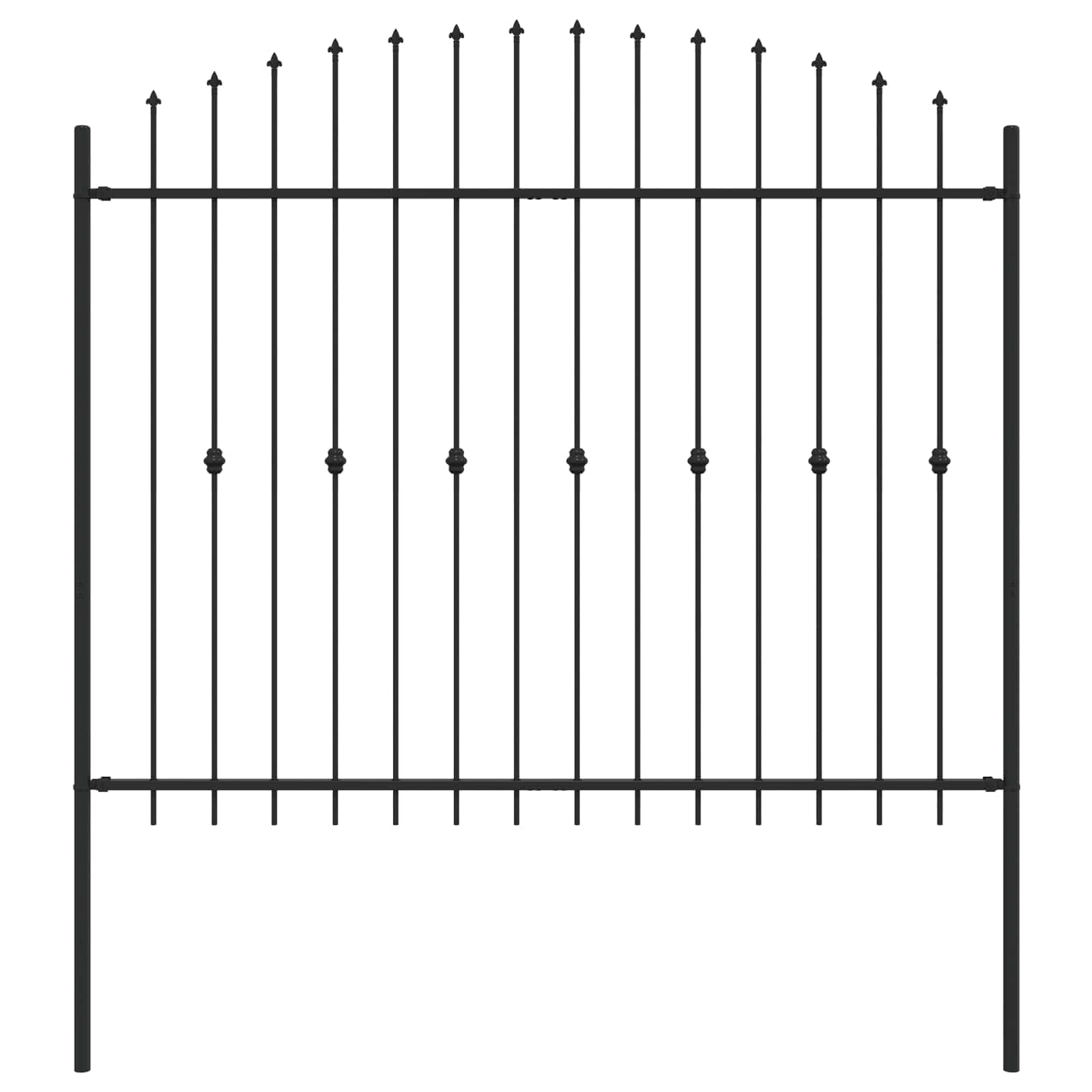 Spike Fence Asten Black 200 x 200 cm Powder-Coated Steel Garden Security Fence Outdoor Boundary Panel with Spear Top, Rust Proof and Weather Resistant for Yard Driveway Patio