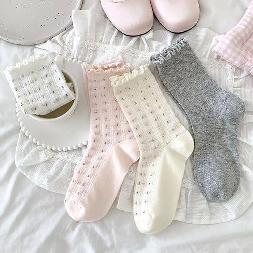 Image of Women's Cute Crew Socks, Casual Athletic Cotton Bowknot Cherry Calf Novelty Socks for Women