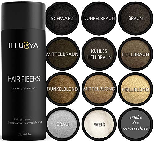 ILLUSYA® Streuhaar - Schütthaar - Hair Fibers zur Haarverdichtung. Premiummarke. Volles Haar in Sekunden (GRAU)
