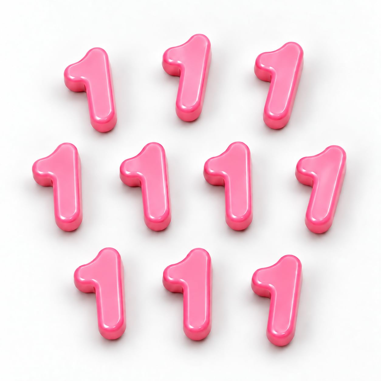 Number Beads, 10pcs Number Beads for Bracelets with 6mm Large Hole, Number Bead for DIY Jewellery Making, Keychains and Paracord Crafts(Pink, Number 1, 10)