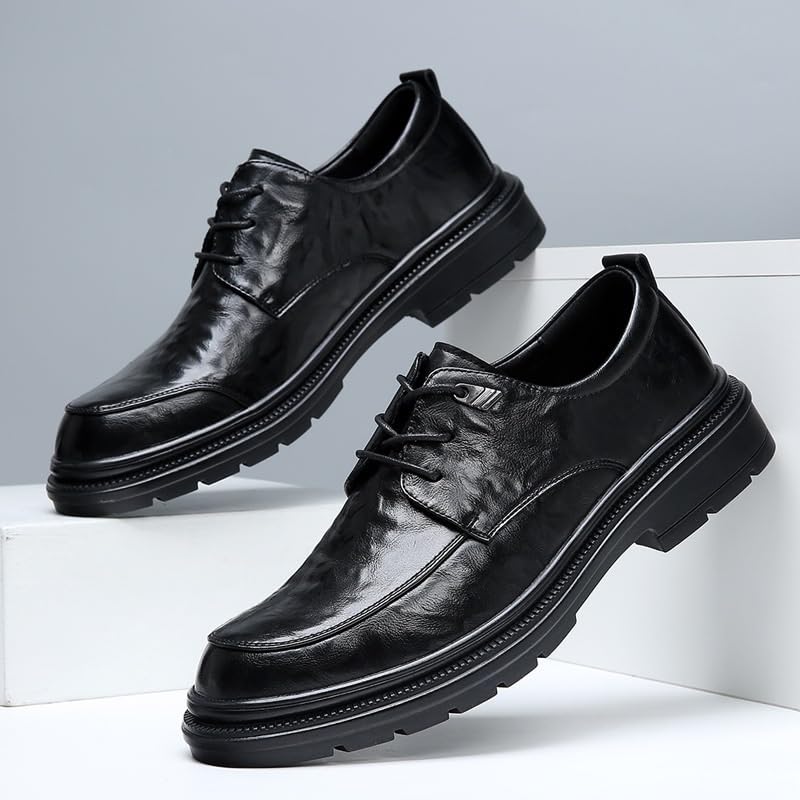 Men's Korean Style Genuine Leather Business Dress Shoes Thick Sole Casual Elevator Wedding Shoes Autumn Versatile Loafers2