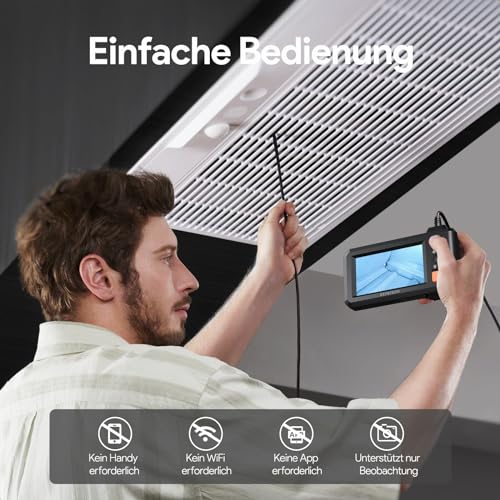 DEPSTECH Endoskopkamera mit Licht, Endoskop mit 4,3'-IPS-Bildschirm, 1080P HD Digital...