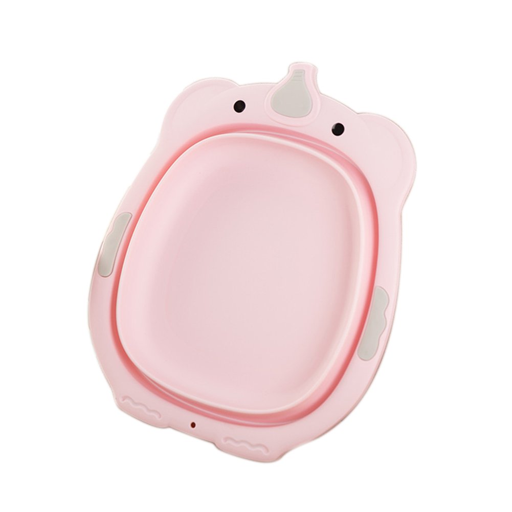 Children Wash Basin Cute Portable Folding Basin for Baby Kids' Face Hands Washing (Pink)