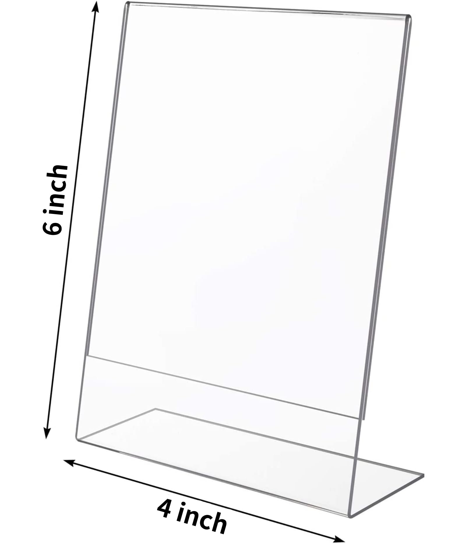 100 soportes acrílicos de 4 x 6 pulgadas, soporte de letrero de pie de plástico transparente inclinado para oficina, escuela, boda, escritorio (vertical de 4 x 6 pulgadas)