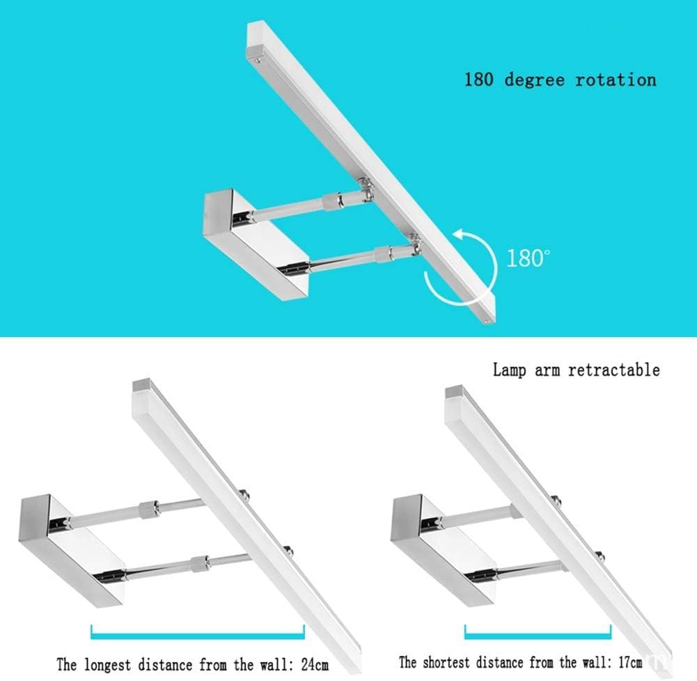 Applique da Bagno Impermeabile IP44, Lampada a LED da 20W con Angolo Regolabile per Trucco sopra la Foto, Tavolo da Trucco, Lunghezza 90 cm, Luce Calda Dorata, 20W-90CM