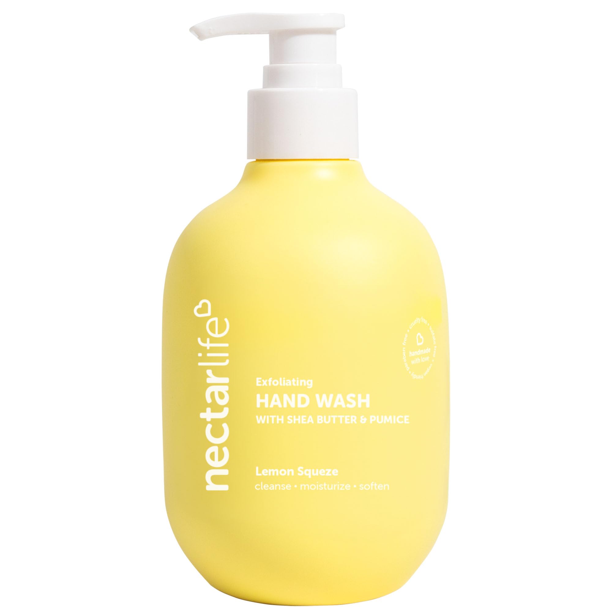 Nectar Life Exfoliating & Moisturizing Hand Wash, Volcanic Pumice for Hand Scrub, Shea Butter Softens Hands, Clean Vegan Ingredients, Lemon Scent