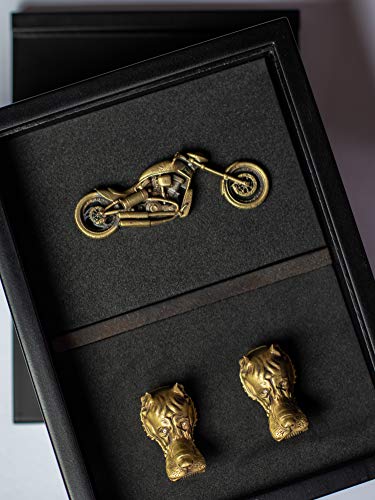 Gemelli a tema leone, gemelli in ottone anticato