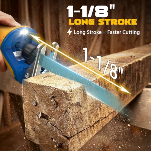 Image of Cordless Reciprocating Saw Compatible with Dewalt 20V Battery, 1-1 /8 inch Stroke Brushless Motor & Anti-Vibration Deliver Stable 3000 SPM, 2 Blades for Wood, Metal & PVC (Tool Only)