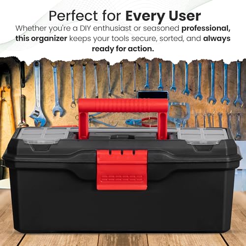 Hardys Heavy Duty Small Plastic Tool Box - Multiple Compartment Toolbox Organiser with Removable Tote Tray - Tool Chest Storage Box, 7 Compartment Box for Fixings, Hand Tools (13") 3 Hardys Heavy Duty Small Plastic Tool Box - Multiple Compartment Toolbox Organiser with Removable Tote Tray - Tool Chest Storage Box, 7 Compartment Box for Fixings, Hand Tools (13") - Image 3