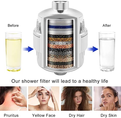 Image of Shower Filter Cartridge, MXBOLD 15 Stage Shower Filter with Vitamin C for Hard Water, High Output Universal Replacement Filter Cartridge, Remove Chlorine Heavy Metals and Sediments