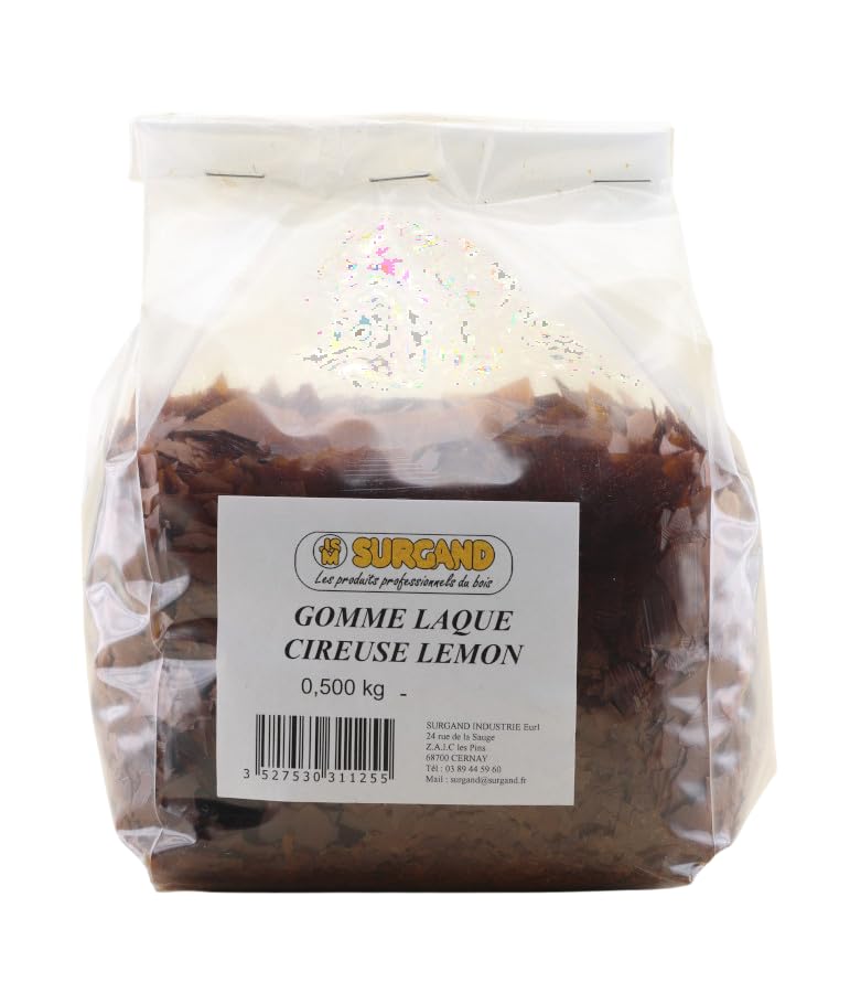 GOMME LAQUE EN PAILLETTES LEMON / Gomme laque en paillettes cireuse de grande qualité, d'aspect merisier blond, pour fabriquer soi-même les vernis tampon traditionnels...