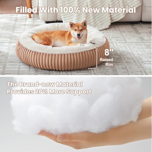 Image of 33 inches Donut Dog Bed for Medium Large Dogs,Calming Round Pet Bed with Removable Cover,Washable Milk Plush Faux Fur, Fits up to 50 lbs Pets(Mocha,M Plus)