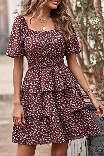 Image of PRETTYGARDEN Women's Summer Floral Ruffle Short Dress