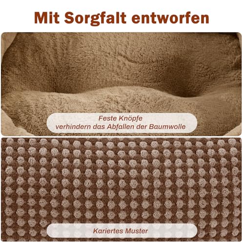 FURTIME Hundebett Mittelgroße Hunde, Hundekorb Waschbar Flauschig, rutschfeste Hundekörbchen, Anti-Angst Hundebetten für Mittelgroße und Kleine Hunde und Katzen, 63x53x20cm