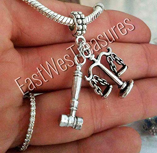 Scales of Justice Gavel Bracelet Necklace Keychain, Lawyer Attorney Gifts for Men Women