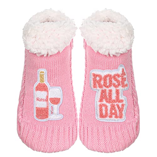 Image of ZYZX Cute Fuzzy Slipper Socks - Winter Warm Funny Non-Slip Knit House Socks With Grips - Fleece-Lined Fluffy Bed Socks for Women - Gifts
