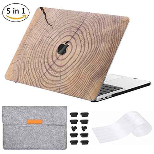 Funda Miger MacBook Pro de 13 ", cubierta rígida para cubierta de teclado, bolsa de fieltro, tapones antipolvo para A1706/A1708 (13 pulgadas (modelo A1706/A1708), anillos de árboles)