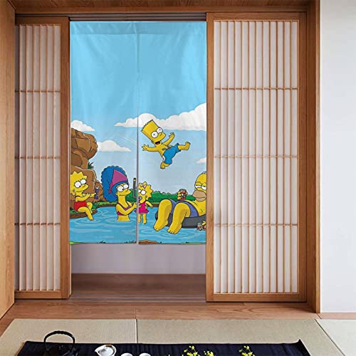 ザ・シンプソンズ のれん 暖簾 目隠し インテリア 遮光 間仕切り かわいい おしゃれ 洗濯可 キッチン リビング カーテン 出入り口 トイレ 飲食店 玄関 和室 洋室(143*86cm)