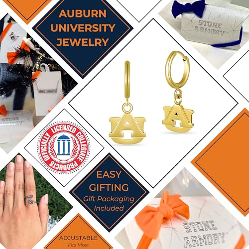 Stone Armory Earrings for Auburn University Jewelry Gifts for Women, Graduation – Stainless Steel Skin-Friendly Auburn Tigers Earrings 18K Gold Finish AU Hoops4