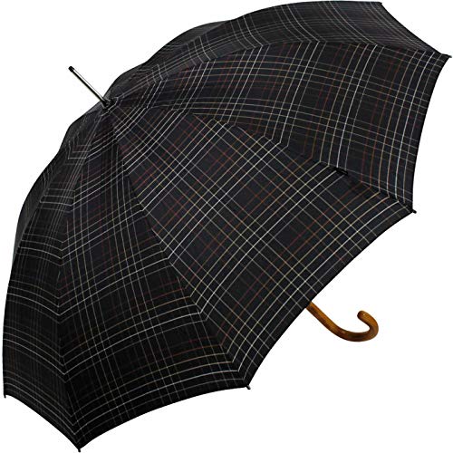 Knirps Parapluie long U à carreaux 529 avec mât robuste et finitions luxe