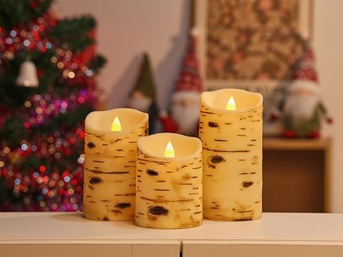 Comenzar A-12 Flameless Candles Birch Bark Candle Led Candles Birch Grain Candles(H: 456 Inch X D: 3.25") Electric Candle Faux Candles thumb #2