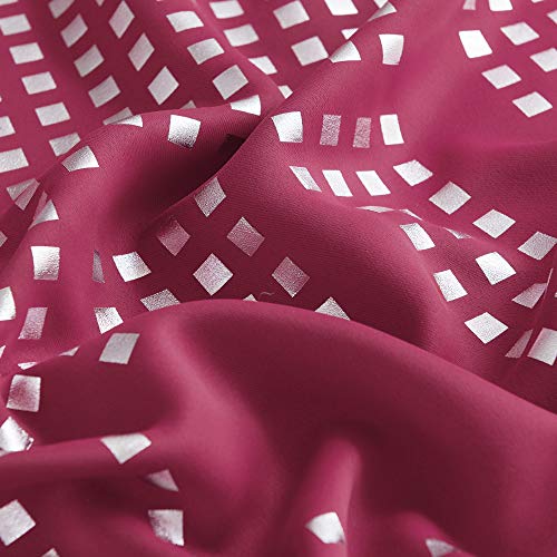 Image of Deconovo Blackout Curtains Light Blocking Thermal Insulated Panels Checkered Foil Printed Window Drapes for Living Room, 42 x 84 in, Rose