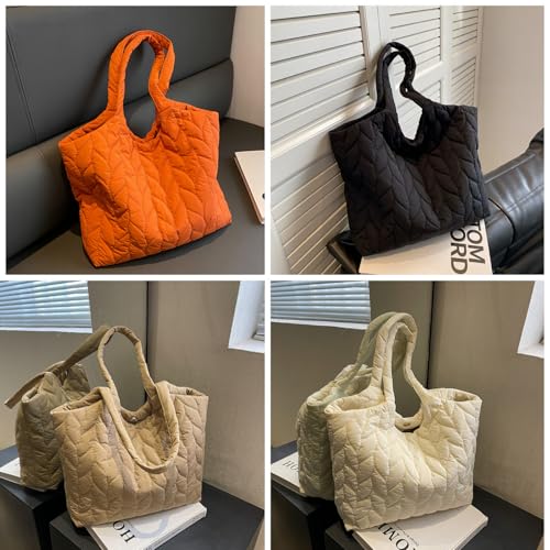 Puffy Tote Bag Padded Puffer Lattice Handbags for Women Large Capacity Quilted Shoulder Bag Padding Trendy Bag4