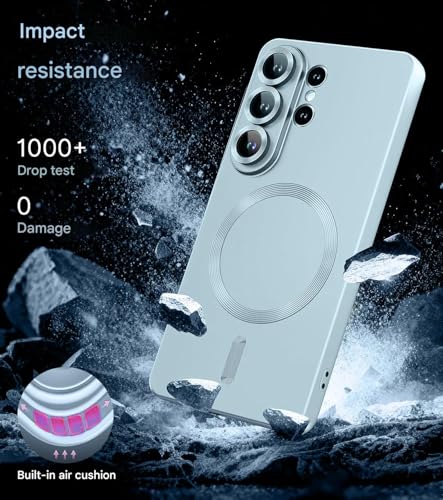 Image of DIZORO Compatible with Samsung S26 Ultra Case, Compatible with MagSafe, Matte Luxury Metallic Luster Flexible TPU Wireless Charging Shockproof Case with Lens Camera Protector Back Cover (Black)