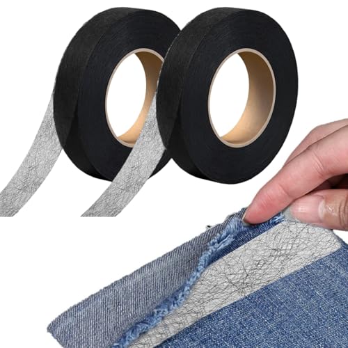 SIRLOMU Adhésif Thermocollant 2 pièces, Résistant au Lavage en Machine, Colle Textile, Sans Couture pour Pantalon, Rideaux et Tissus, Facile à Utiliser,...