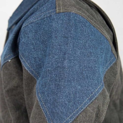 Men Blue & Grey Denim Jacket - Retro Vintage Jean Jacket, Blue Denim Jacket for Men3
