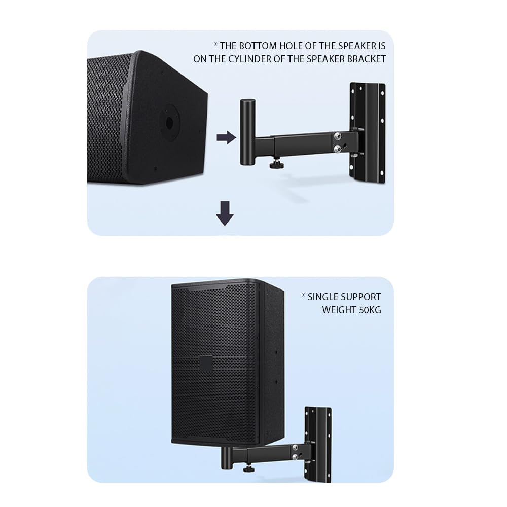 Soporte para Altavoz para Montaje en Pared, Soporte Altavoz, 1 par, Capacidad de 110 Libras, ángulo Ajustable, Extensible de 9,8 a 13 Pulgadas con Placa Metal Engrosada