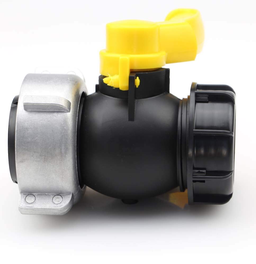 IBC - Set Rubinetto Acqua a Sfera Black Line, 75 mm, con Dado in Alluminio e Rubinetto 34''