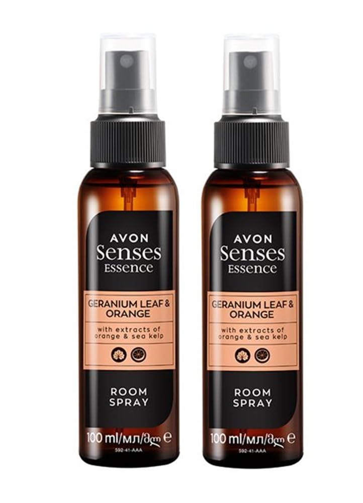 2 x Avon Senses Essence Room Spray 100ml Choice of Scents (2 x Geranium Leaf & Orange)